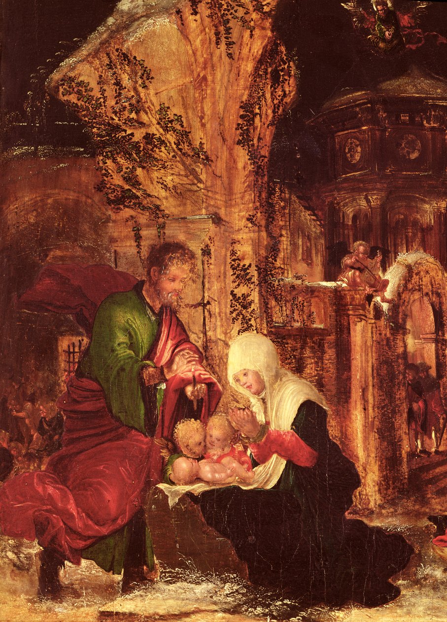 Kristi fødsel (Helligaften), ca. 1520-25, (detalje af 66588) af Albrecht Altdorfer