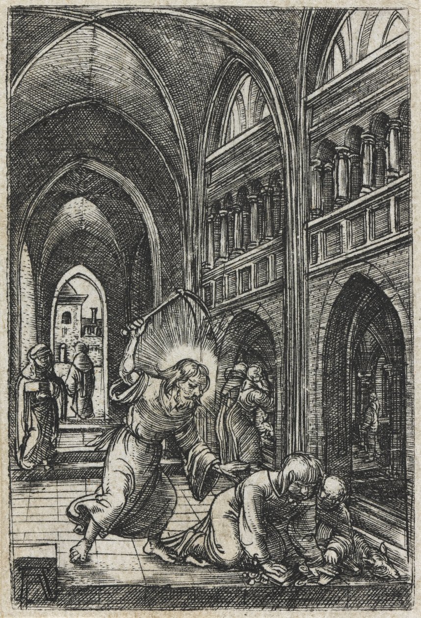 Kristus udstøder pengevekslerne fra templet, ca. 1519 af Albrecht Altdorfer