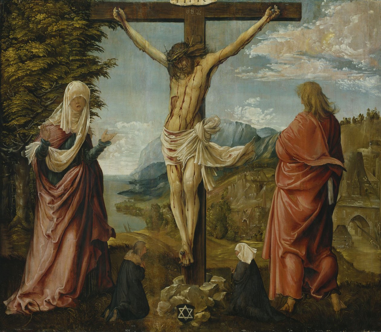 Kristus på korset med Maria og Johannes af Albrecht Altdorfer