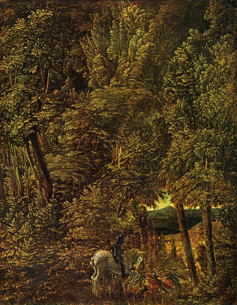 Landskab af træ med Saint George, der kæmper mod dragen af Albrecht Altdorfer