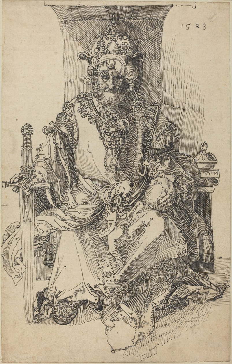 En orientalsk hersker sidder på sin trone af Albrecht Dürer
