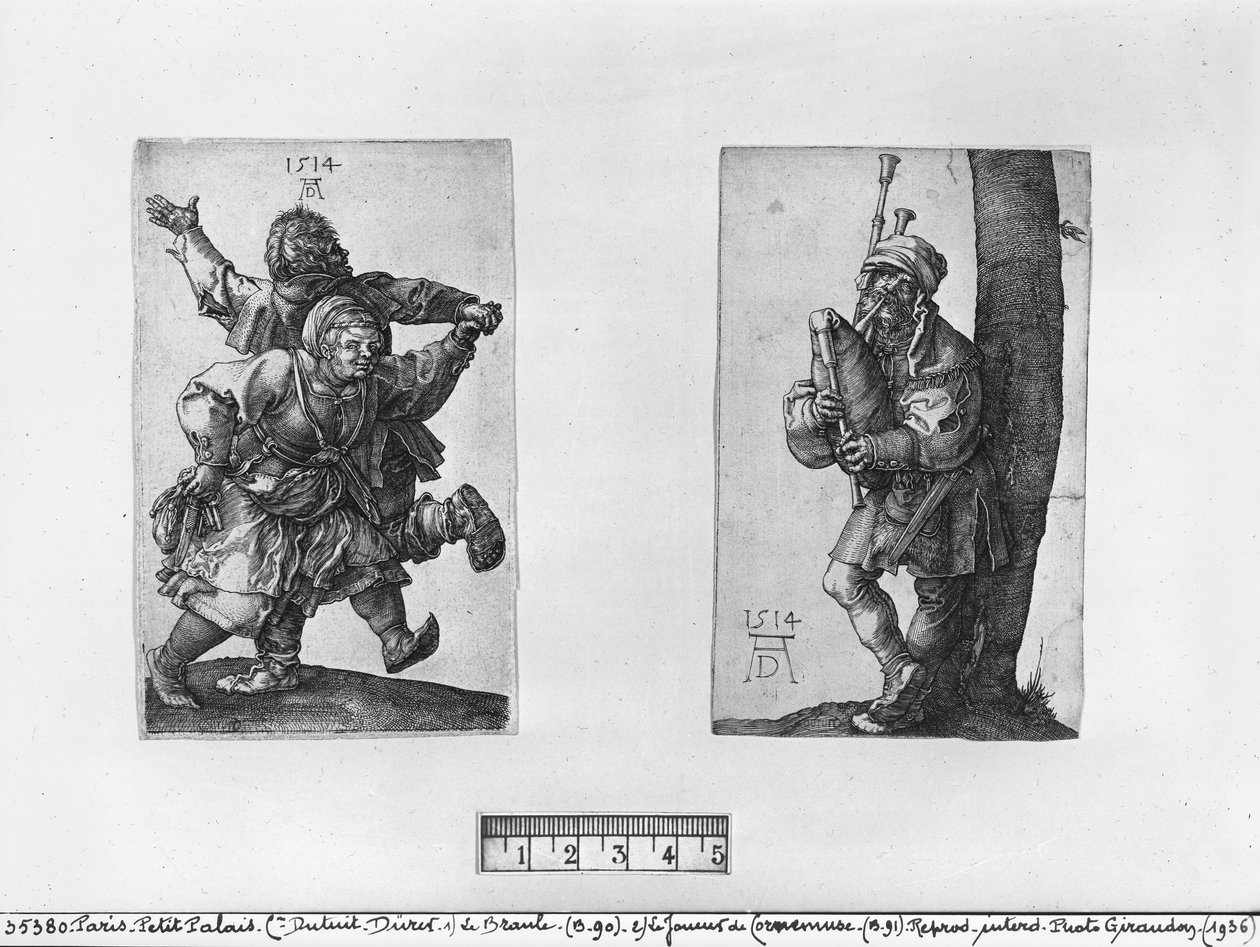 Dansende bønder og en sækkepibespiller, 1514 af Albrecht Dürer