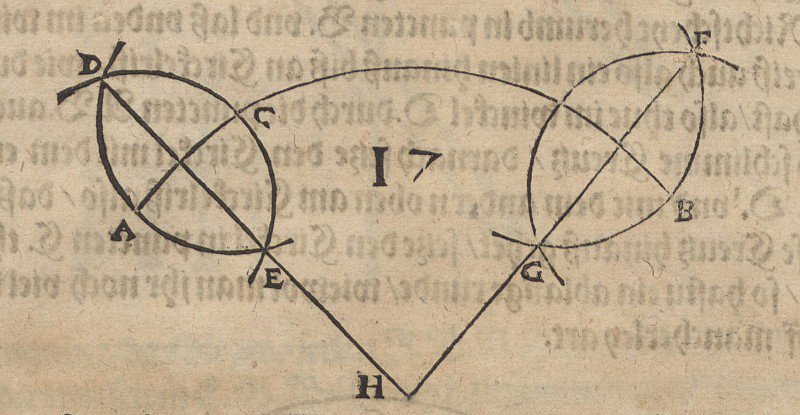 Konstruktion af centrum for givne cirkelbuer af Albrecht Dürer