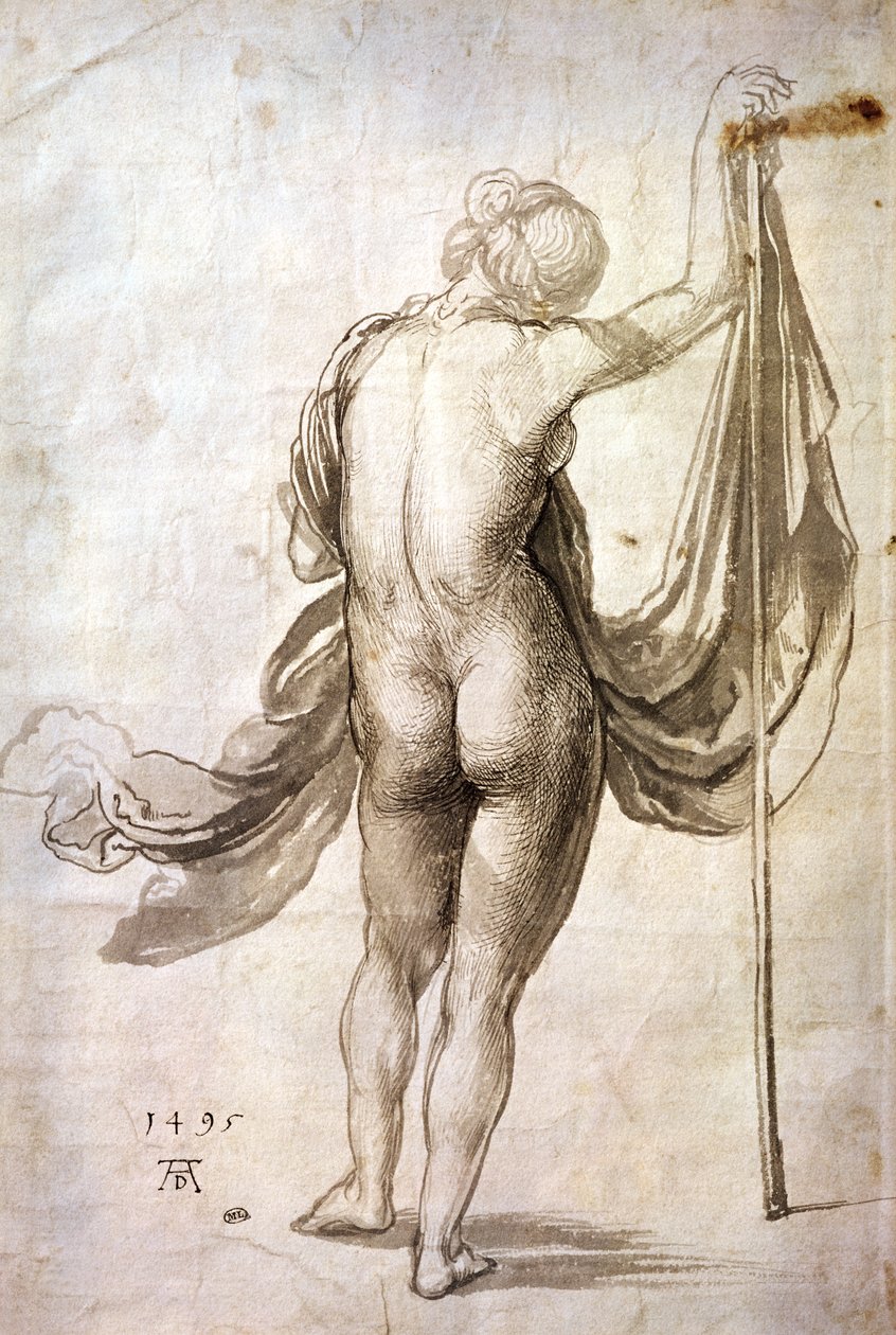 Nøgenstudie eller nøgen kvinde fra ryggen af Albrecht Dürer