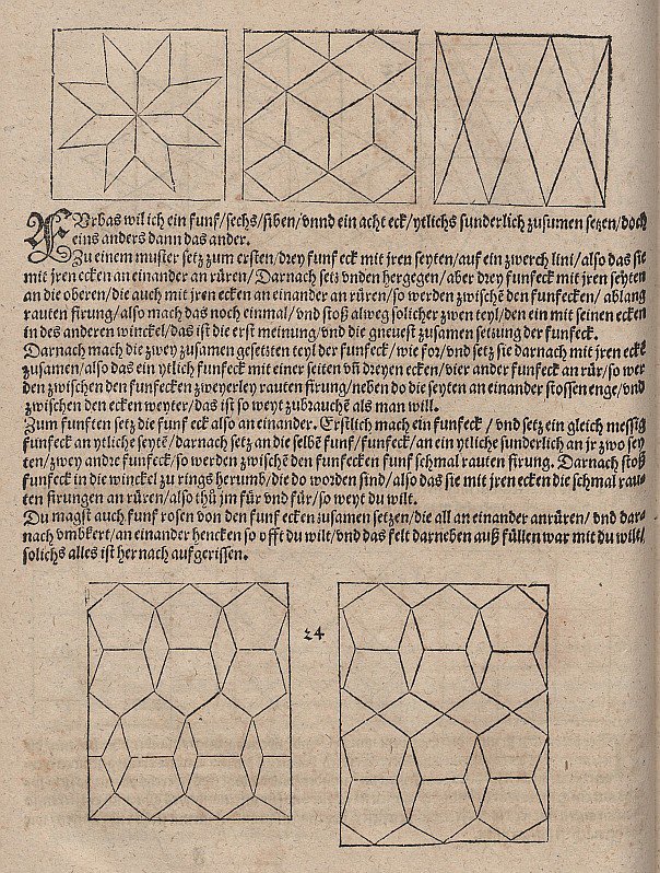 Parketgulv med rhombusser og almindelige femkanter af Albrecht Dürer