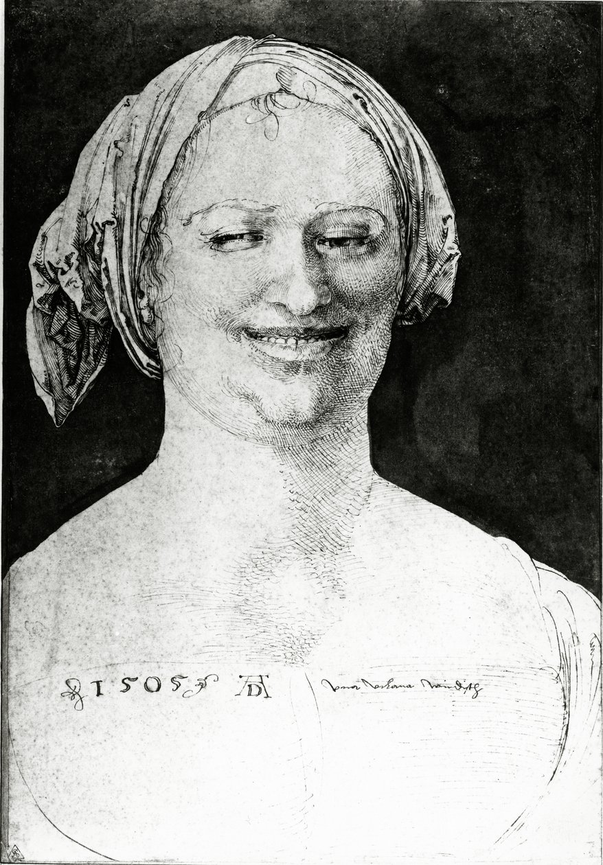 Portræt af en bondekvinde, 1505 (pen, blæk og vask på papir) af Albrecht Dürer