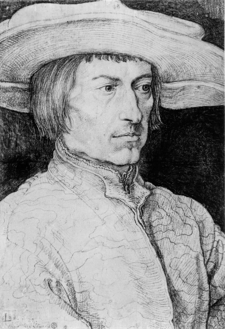 Portræt af en ukendt mand, 1525 (kul på papir) af Albrecht Dürer