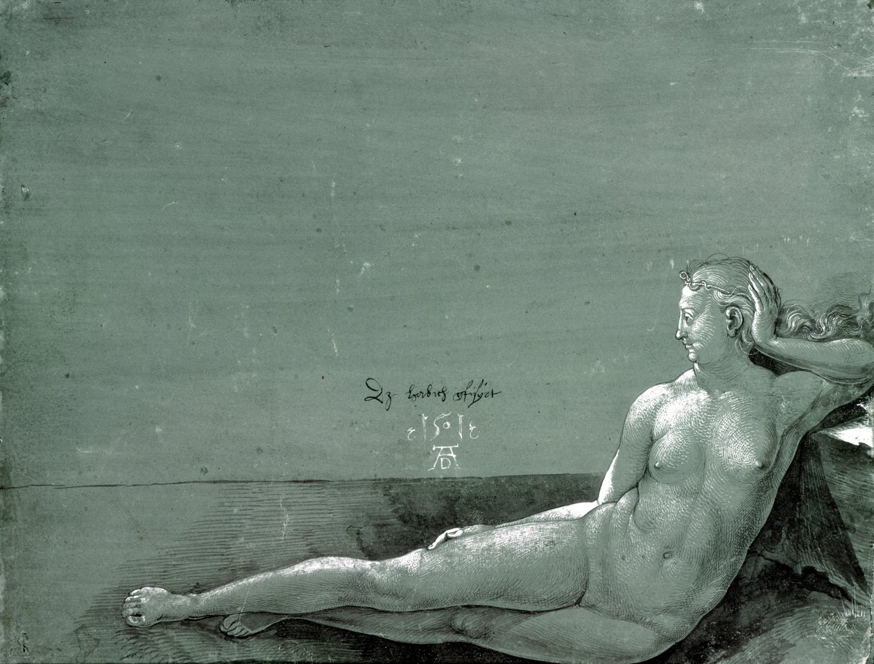 Liggende nøgen kvinde af Albrecht Dürer