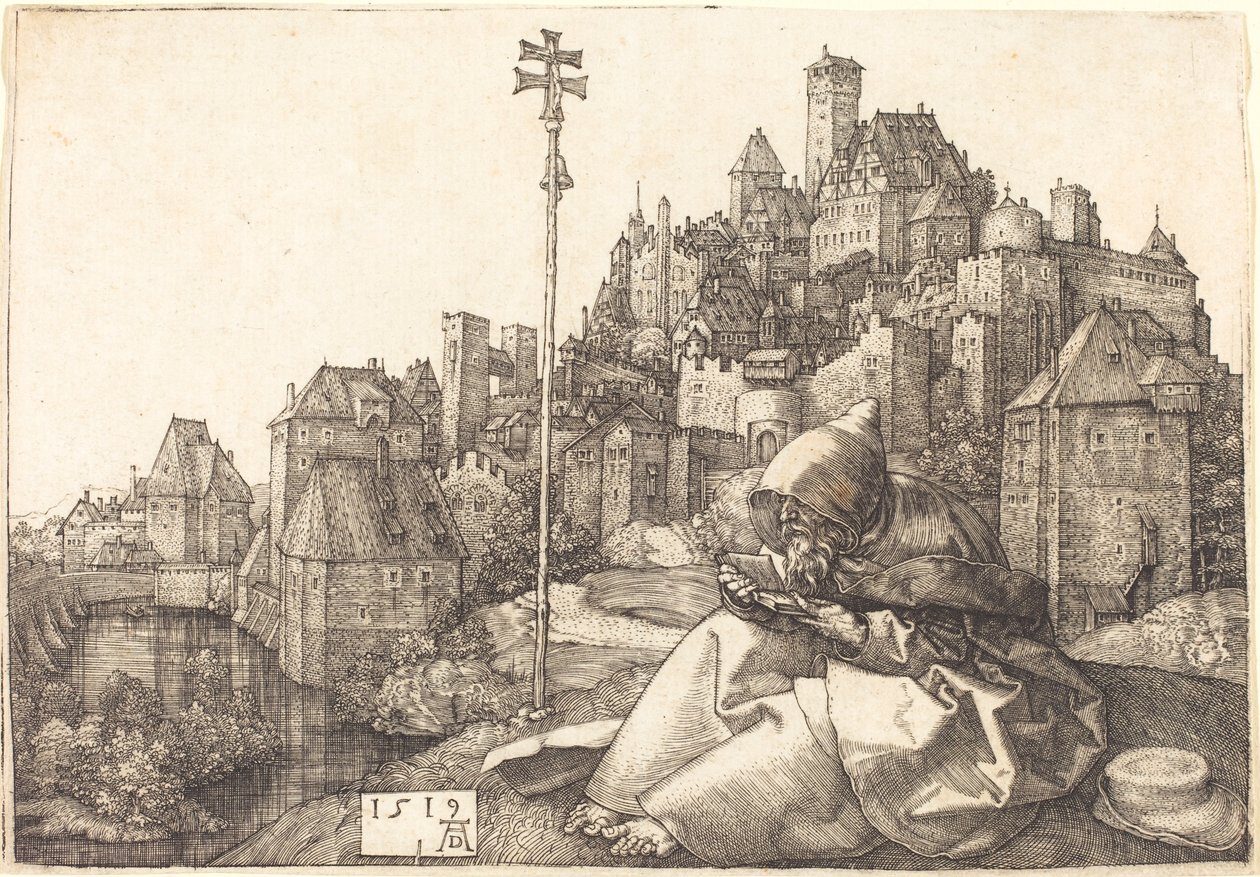 Saint Anthony Reading af Albrecht Dürer
