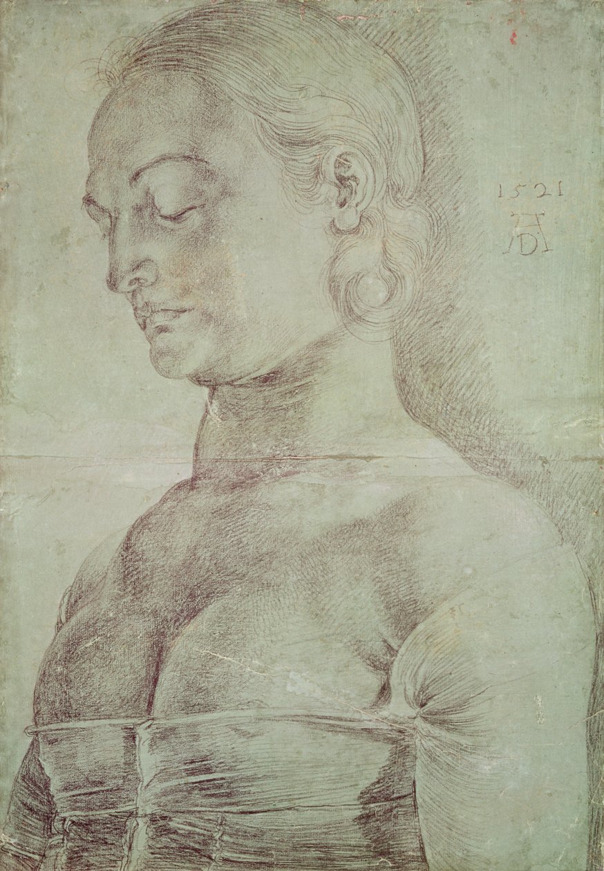 Sankt Apollonia, 1521 (kridt på papir) af Albrecht Dürer