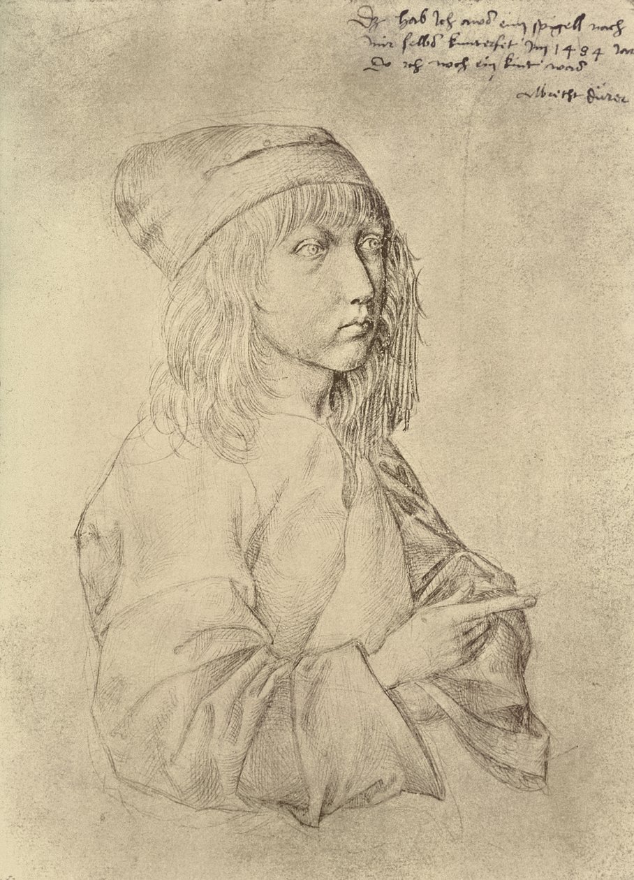 Selvportræt i en alder af tretten, 1484 (sølvspids på papir) af Albrecht Dürer