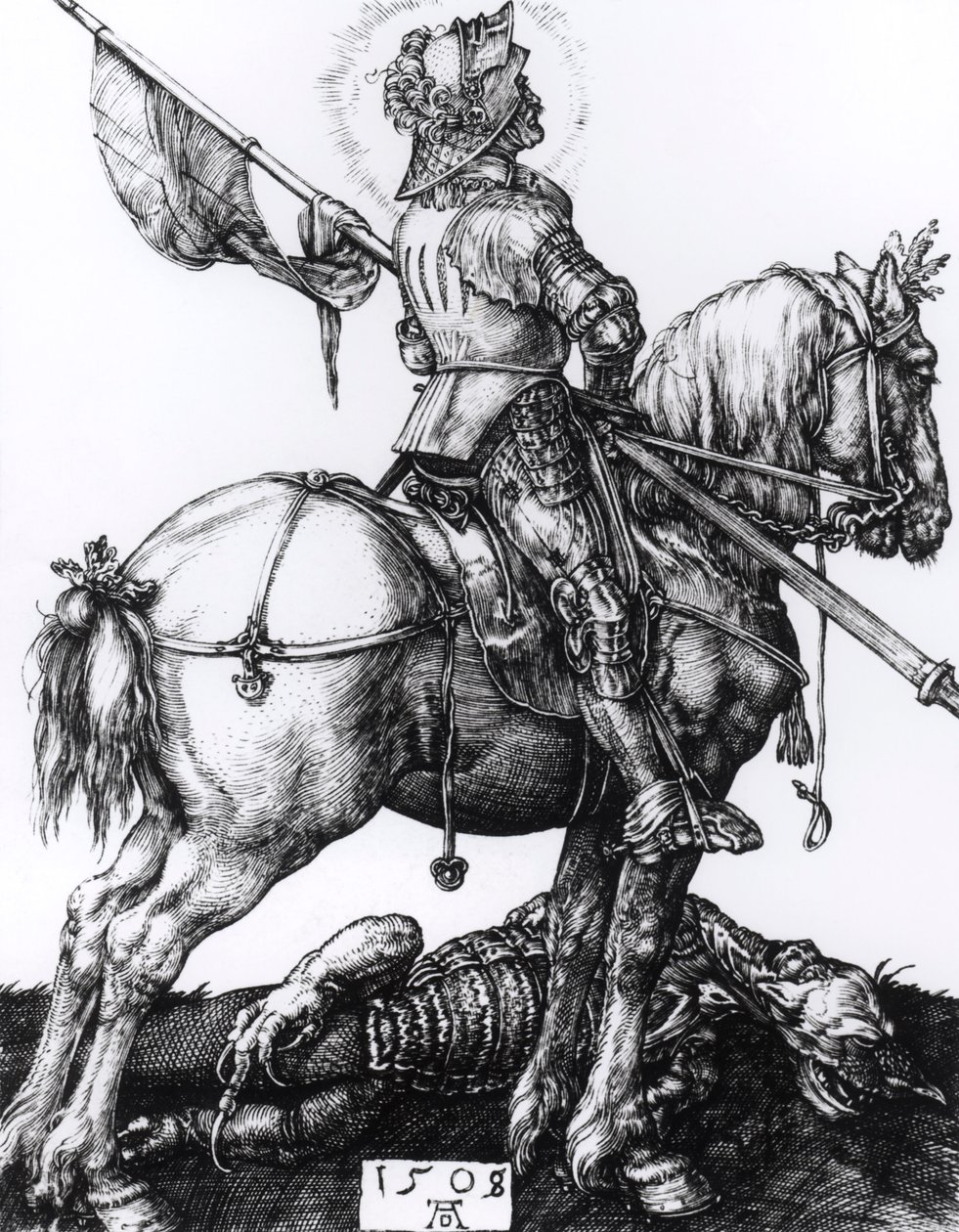 St. George and the Dragon, 1508 (gravering) af Albrecht Dürer