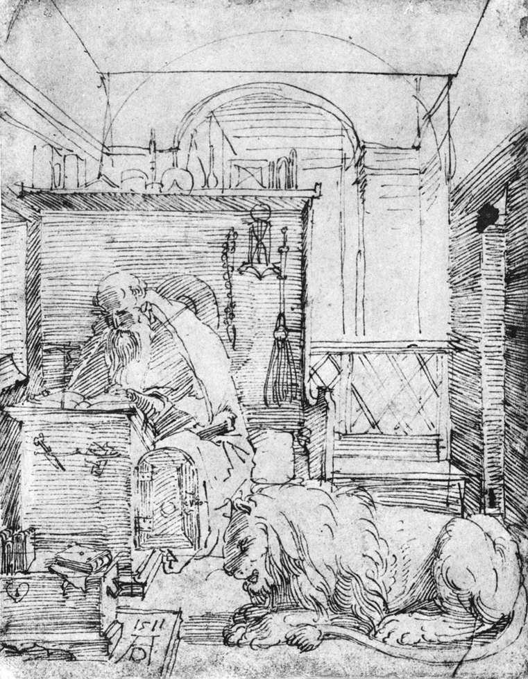Sankt Jerome i sit studie af Albrecht Dürer