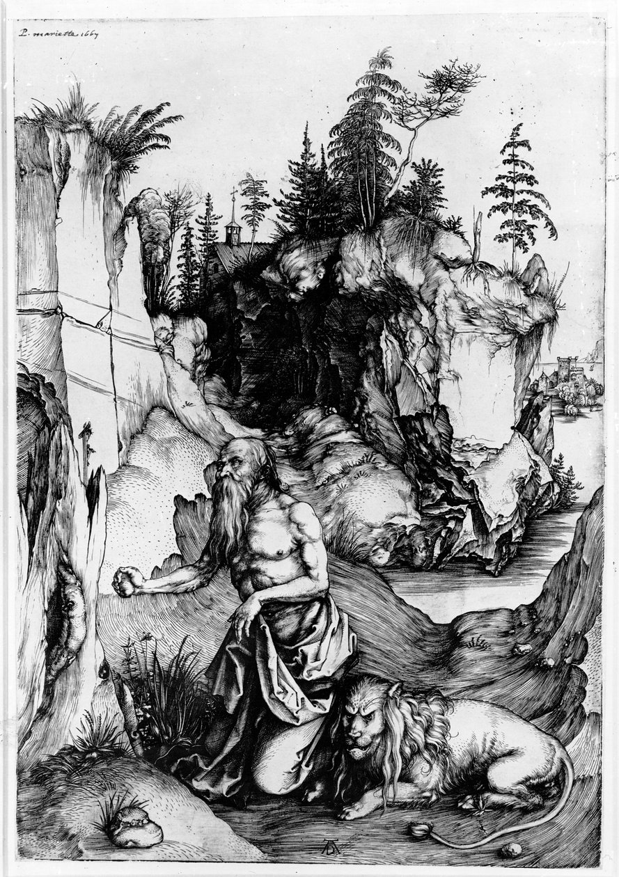 Sankt Hieronymus i ørkenen, ca. 1496 af Albrecht Dürer