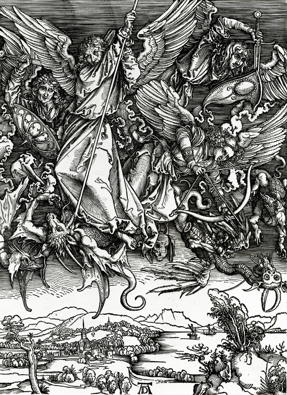 St. Michael kæmper mod dragen, 1498 af Albrecht Dürer