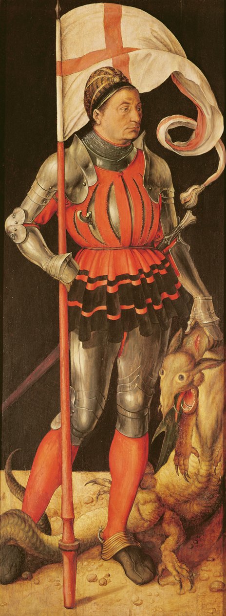 Stephan Paumgartner portrætteret som Saint George, venstre panel af Paumgartner altertavle, ca. 1500 (tempera på panel) (se også 495745) af Albrecht Dürer