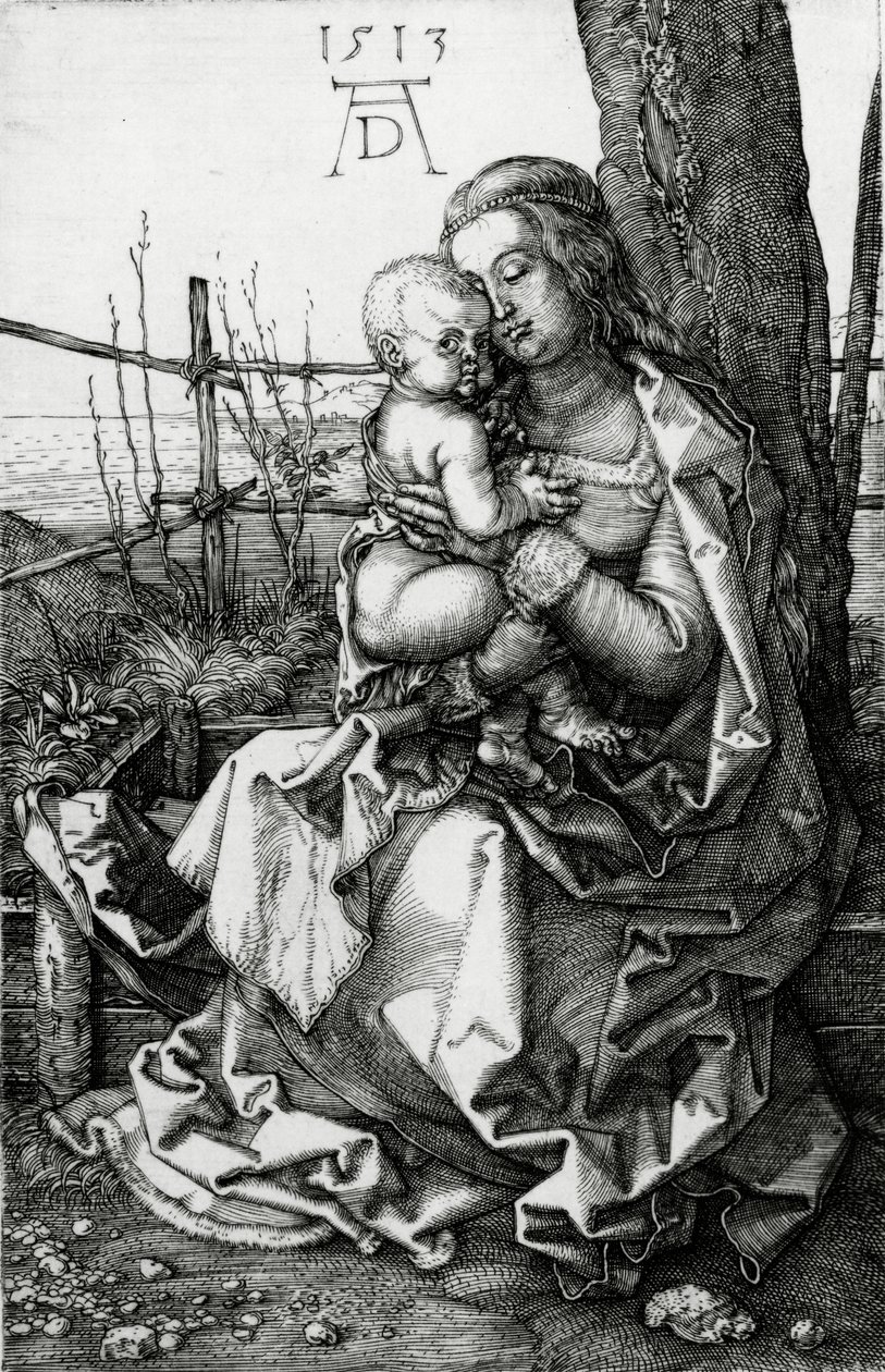 Jomfruen og barnet siddende under et træ, 1513 af Albrecht Dürer