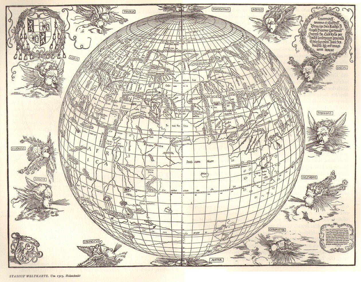 dette er sandsynligvis den tidligste perspektivfremstilling af jorden som en globus af Albrecht Dürer Johannes Stabius