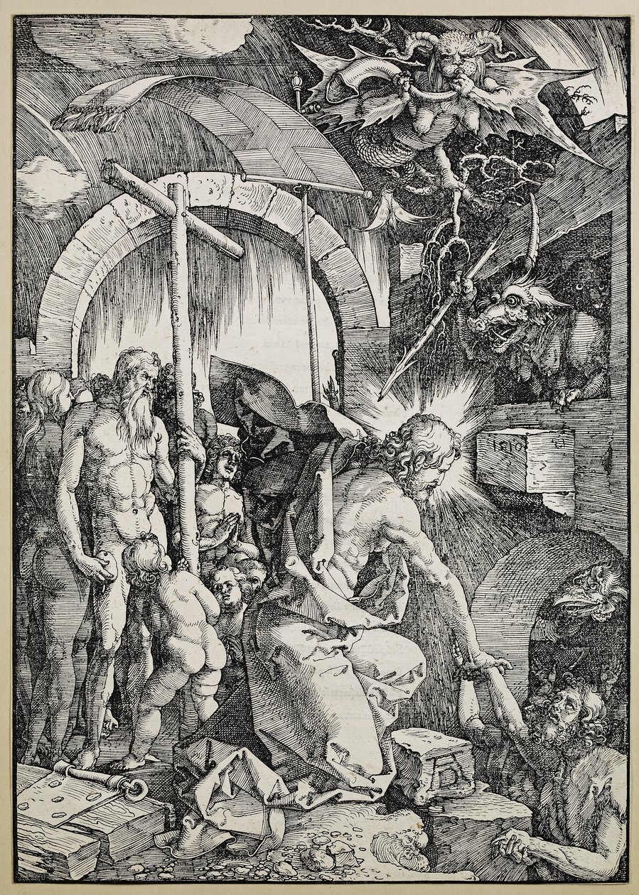 Kristus i limbo, 1510 (Rekto: Træsnit Verso: Bogtryk) af Albrecht Dürer