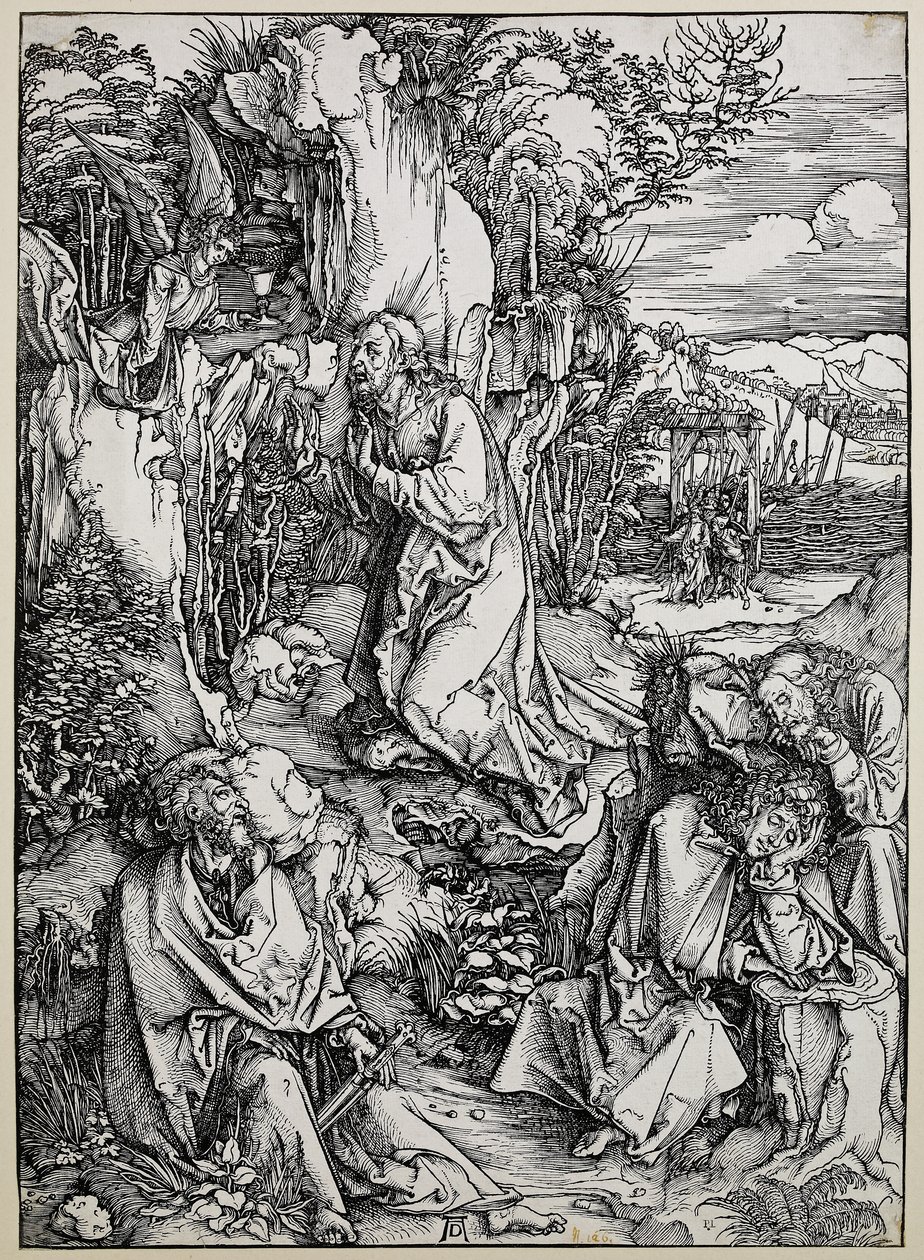 Kristus på olivenbjerget, 149699 (træsnit med nogle gamle reparationer i blæk) af Albrecht Dürer
