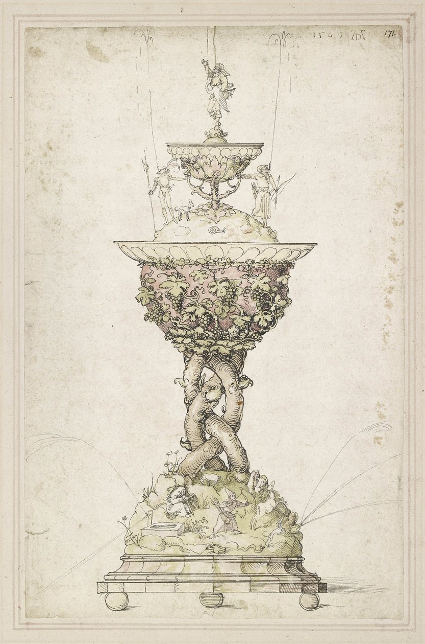Design til en bordfontæne, 1509 (pen og blæk og wc på papir) af Albrecht Dürer