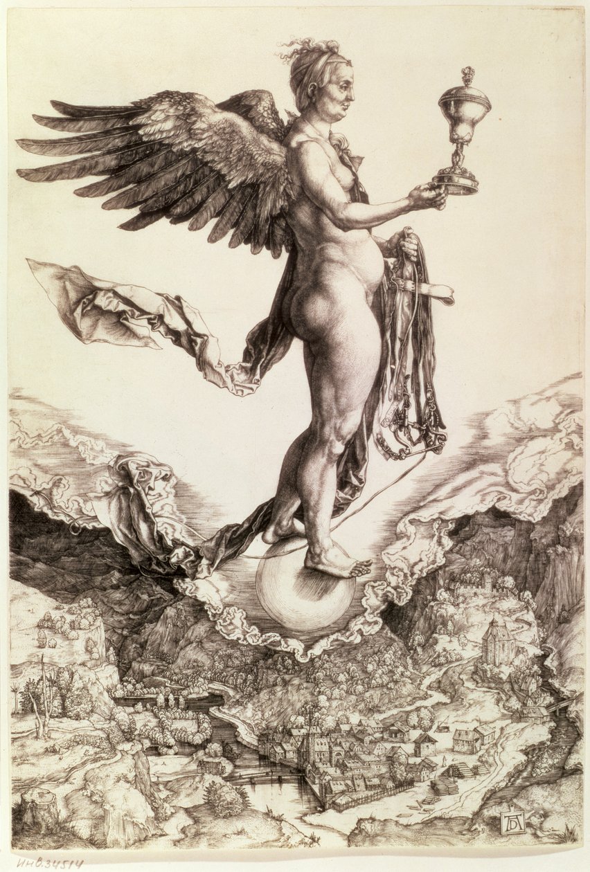 Nemesis, 1501-2 (streggravering) af Albrecht Dürer