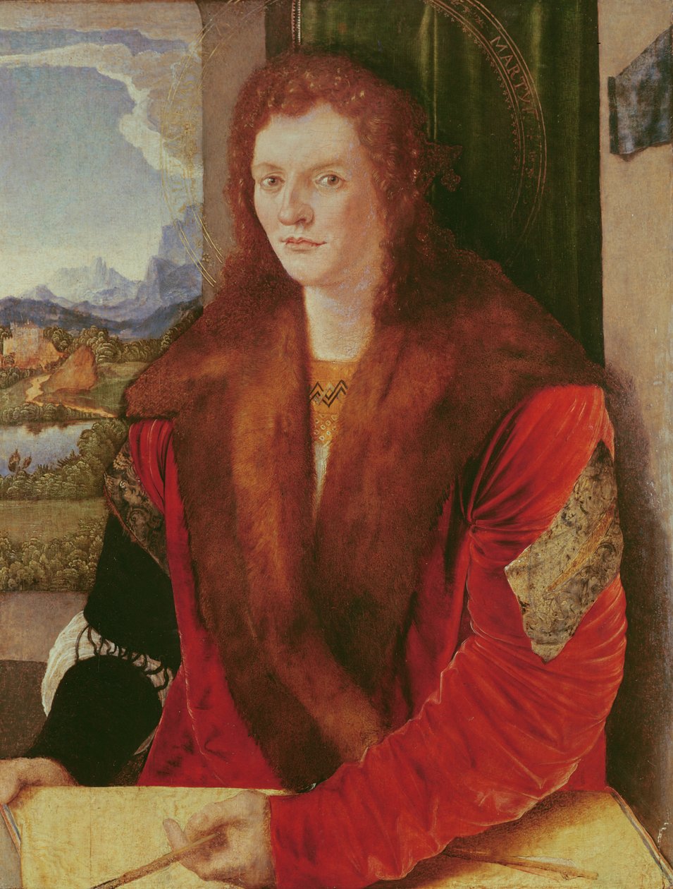Portræt af en ung mand eller Portræt af en ung mand repræsenteret som Sankt Sebastian, c.1499 af Albrecht Dürer