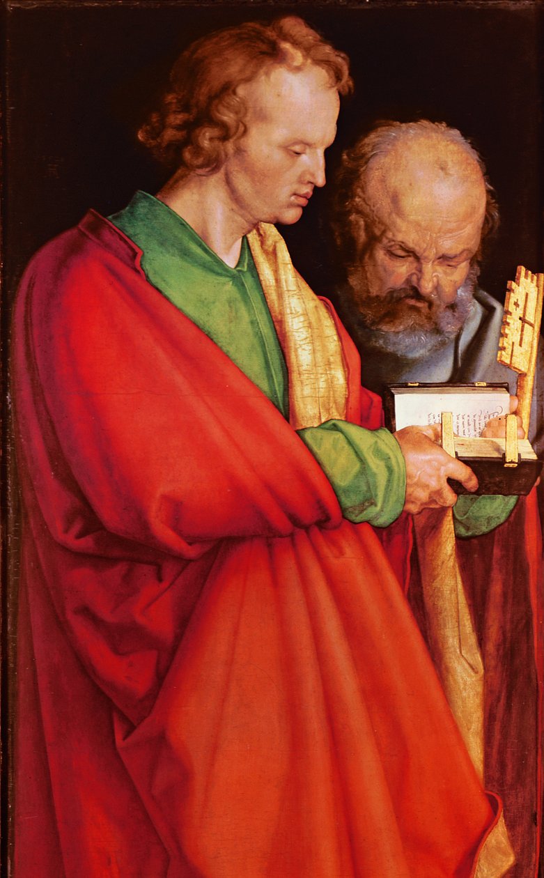St. John med St. Peter, 1526 olie på paneldetalje af 170205 af Albrecht Dürer