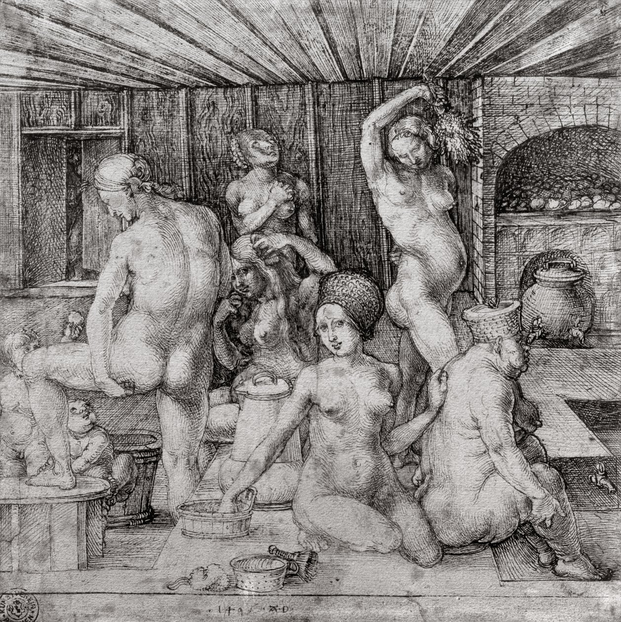 Kvindebadet, 1496 af Albrecht Dürer