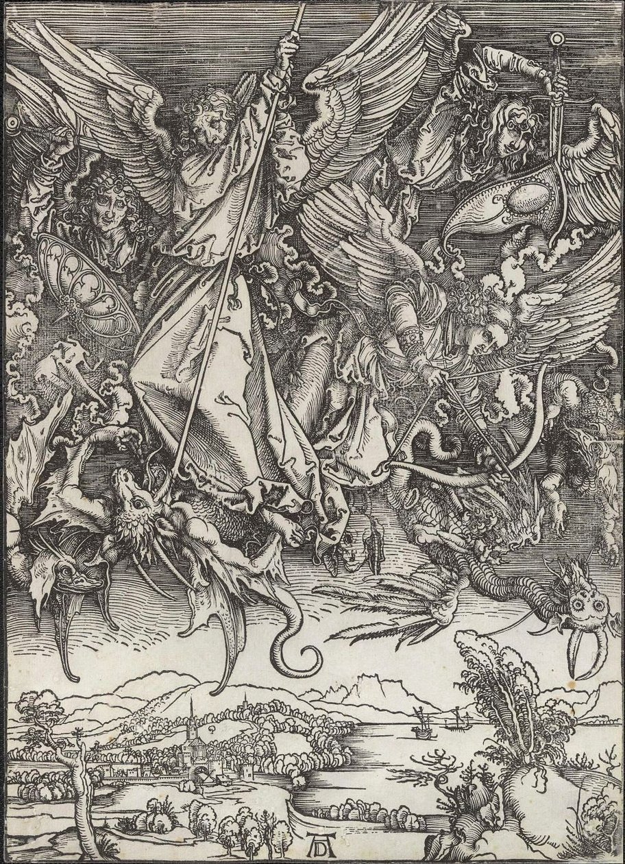 Saint Michael bekæmper dragen af Albrecht Dürer