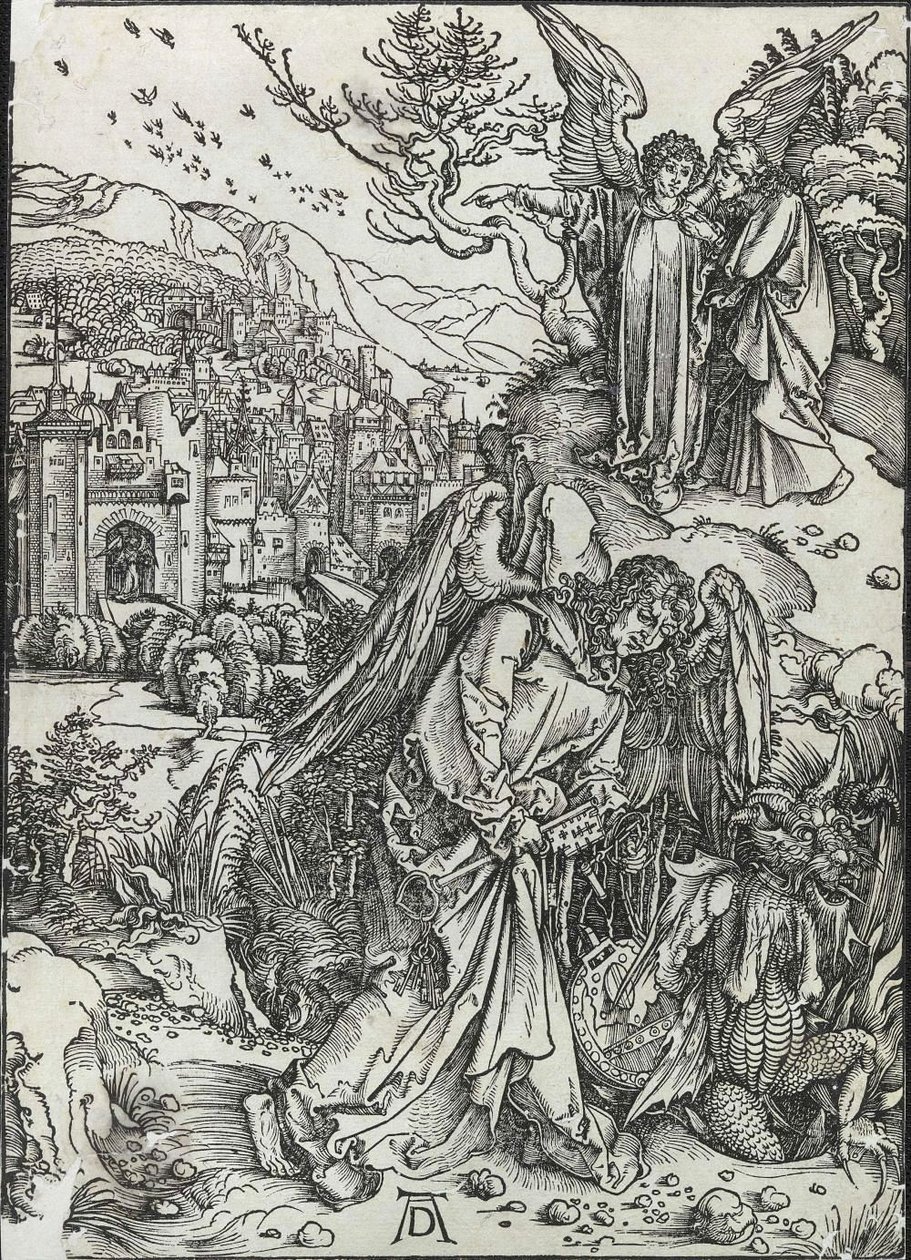 Englen med nøglen til den bundløse grube af Albrecht Dürer