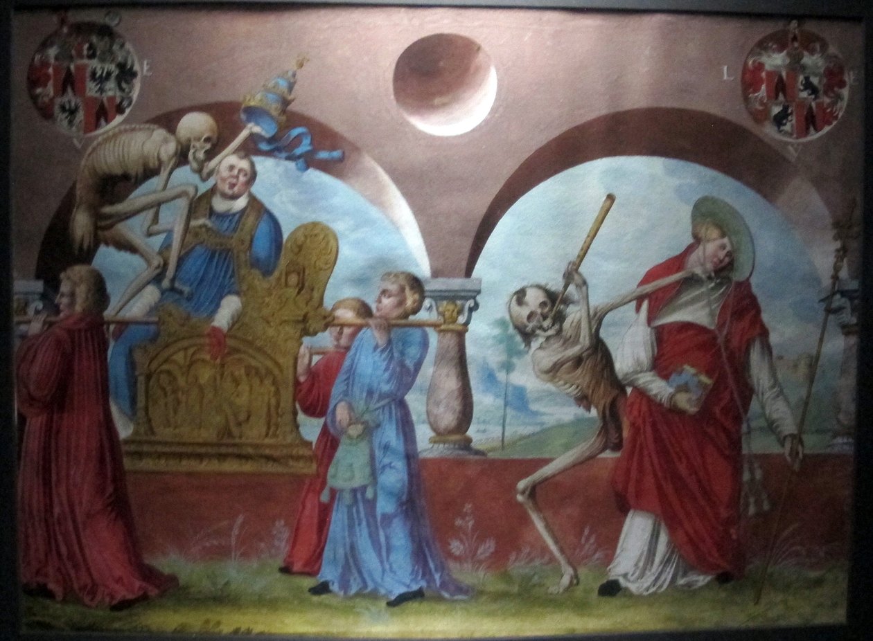 kopi af den tabte makabre dans af m.manuel fra den dominikanske kirkegård i bern (1512-20) af Albrecht Kauw
