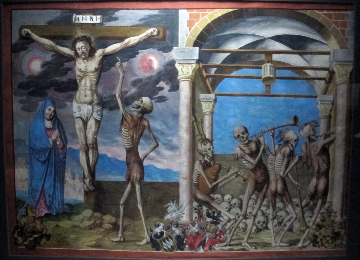 kopi af den tabte makabre dans af m.manuel fra den dominikanske kirkegård i bern (1512-20) af Albrecht Kauw