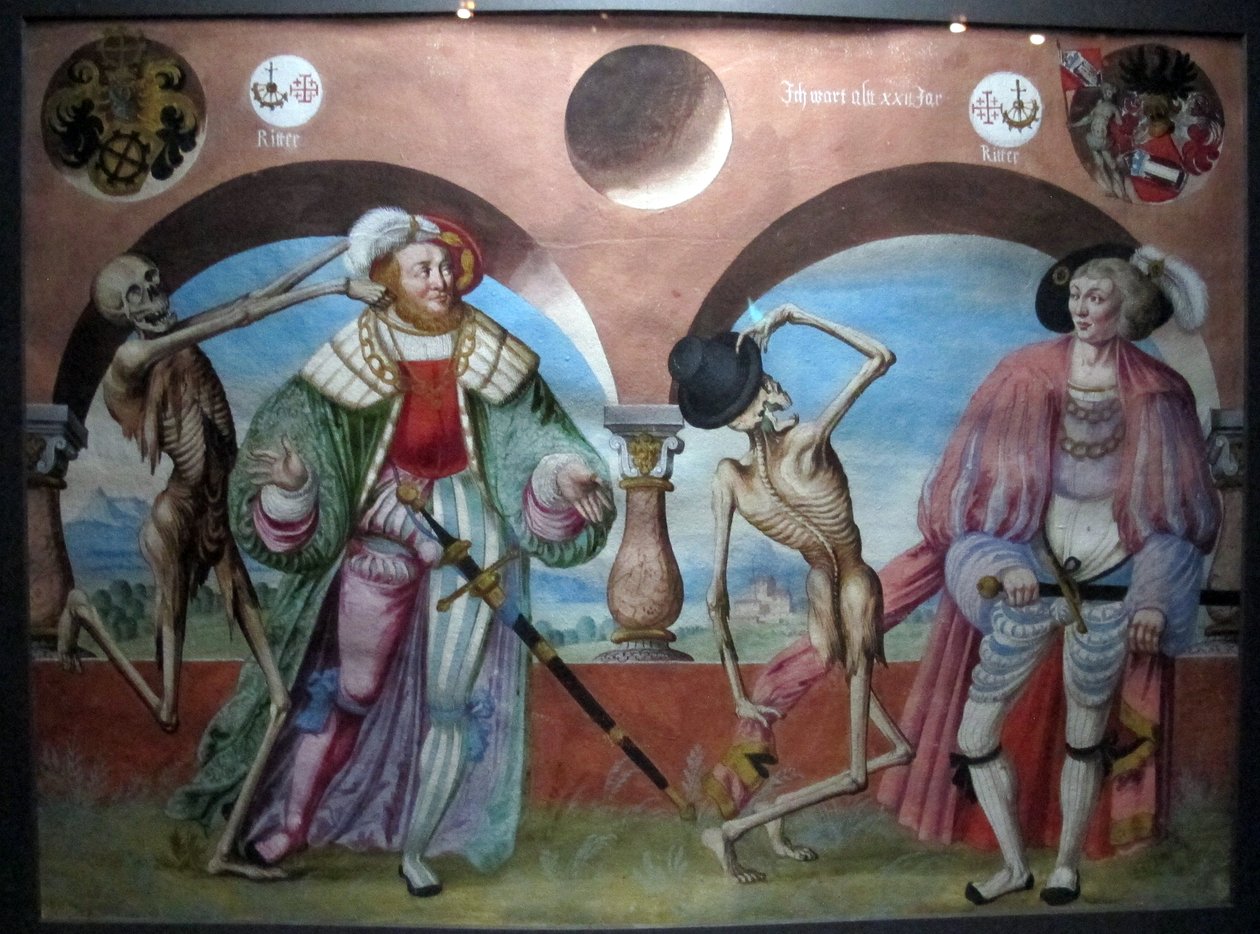 kopi af den tabte makabre dans af m.manuel fra den dominikanske kirkegård i bern (1512-20) af Albrecht Kauw