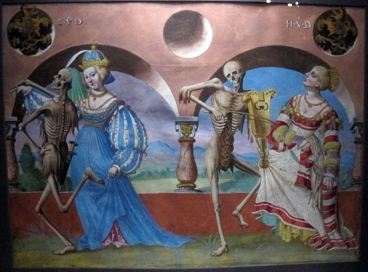 kopi af den forsvundne dans macabre af m.manuel fra den dominikanske kirkegård i berne (1512-20) af Albrecht Kauw