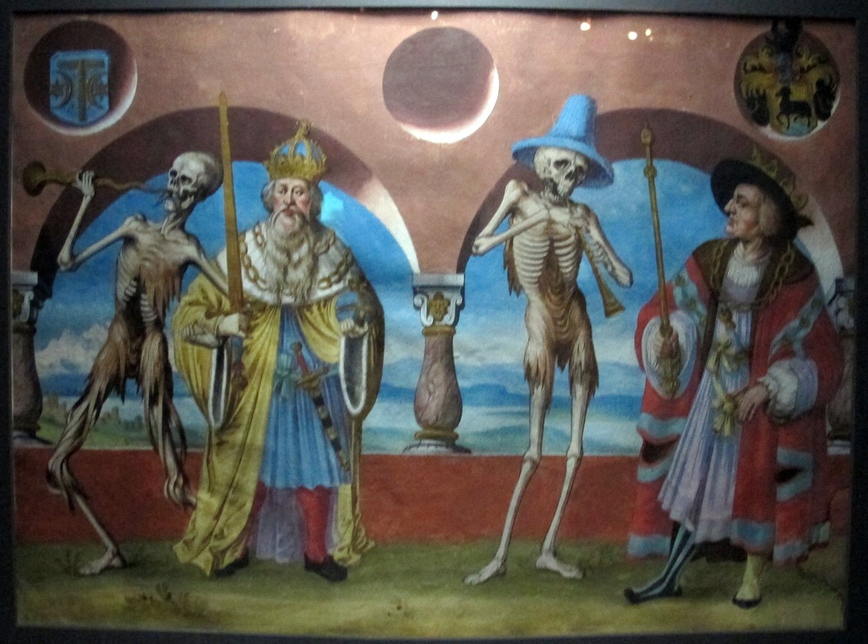 kopi af den forsvundne dans macabre af m.manuel fra den dominikanske kirkegård i berne (1512-20) af Albrecht Kauw