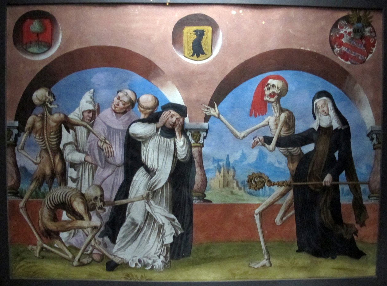 kopi af den tabte makabre dans af m.manuel fra den dominikanske kirkegård i bern (1512-20) af Albrecht Kauw