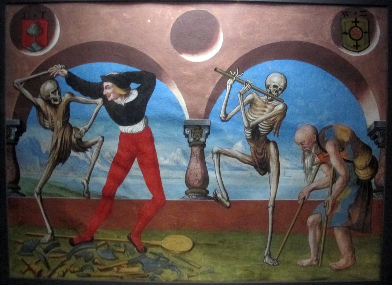 kopi af den forsvundne dans macabre af m.manuel fra den dominikanske kirkegård i berne (1512-20) af Albrecht Kauw