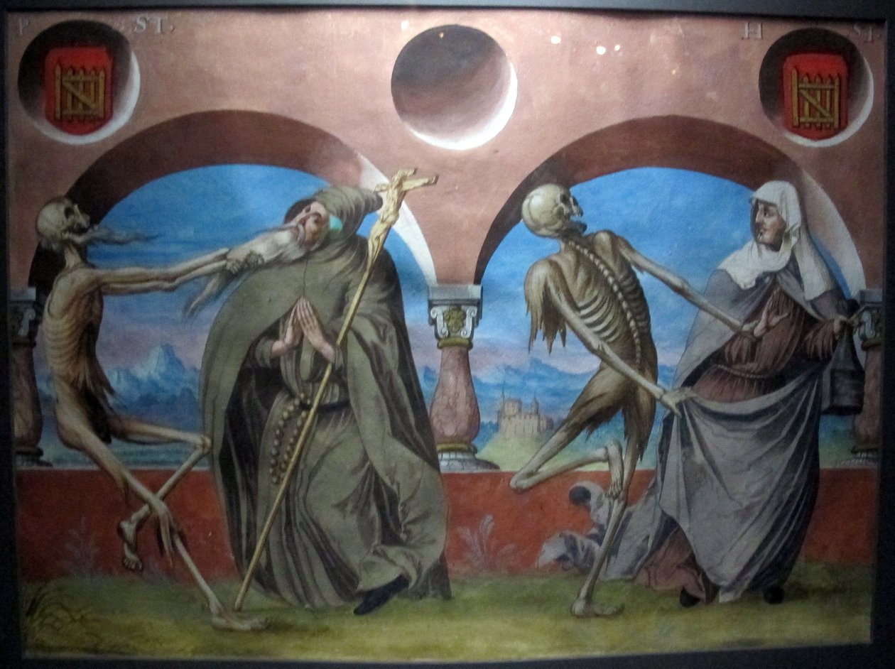 kopi af den tabte makabre dans af m.manuel fra den dominikanske kirkegård i bern (1512-20) af Albrecht Kauw