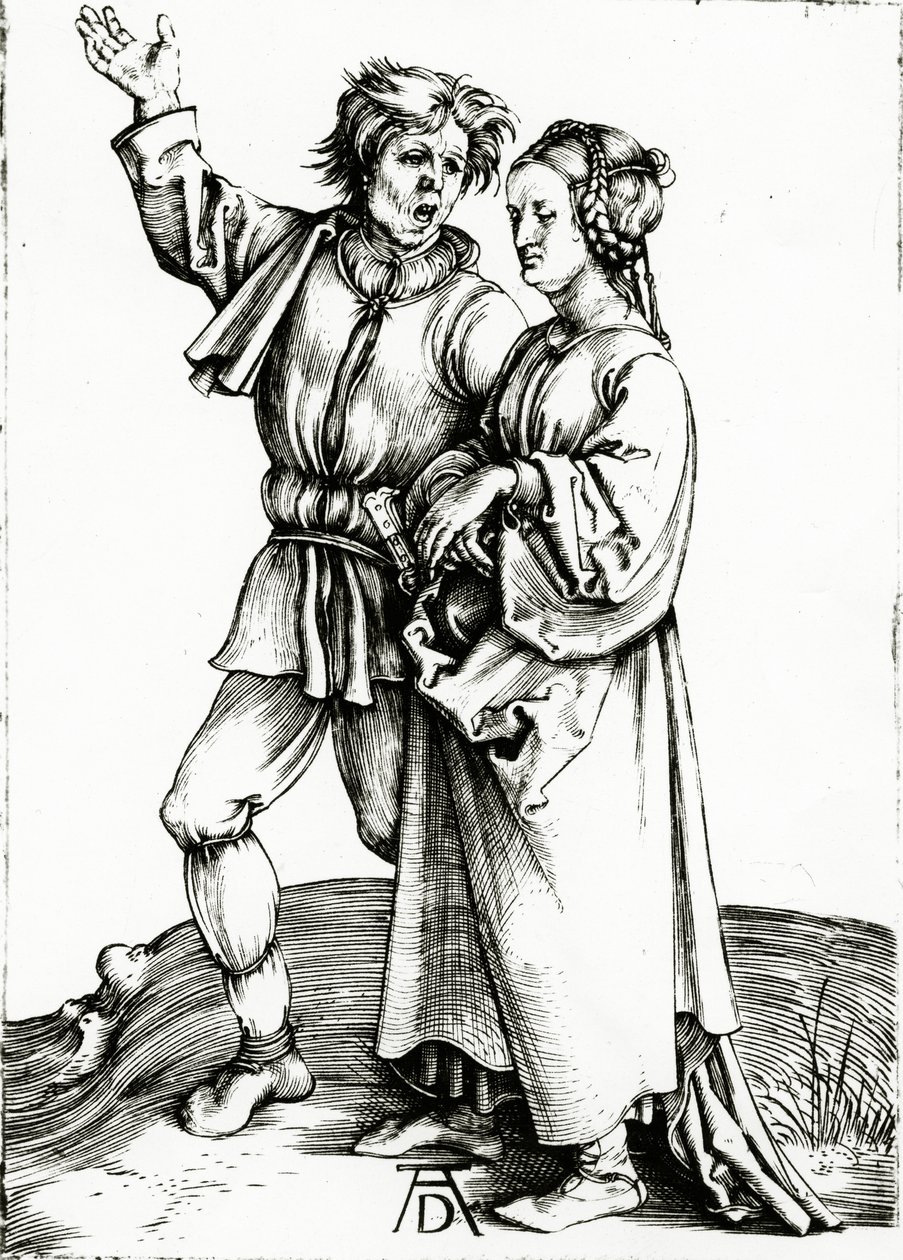 Et rustikt par, graveret af Johannes Wierix, ca. 1565 (stik) af Albrecht (after) Durer or Duerer