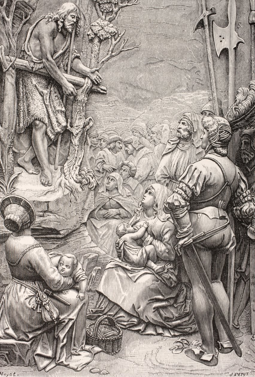 Sankt Johannes Døberen prædiker i ørkenen (gravering) af Albrecht (after) Durer or Duerer