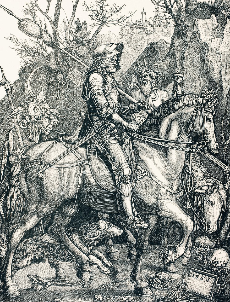 Dødens Ridder, ca. 1880 (gravering) af Albrecht (after) Durer or Duerer