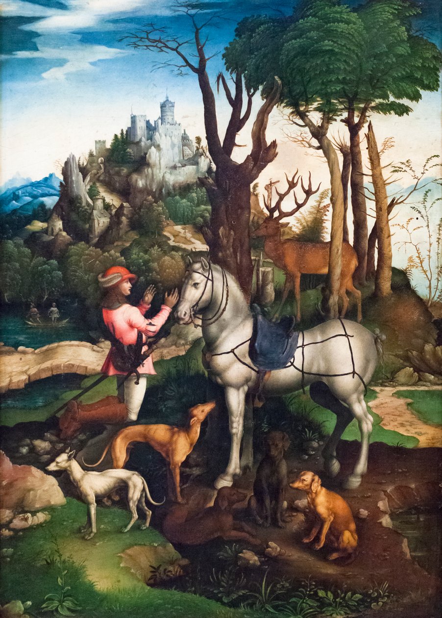 Vision af St Eustace af Albrecht (after) Durer or Duerer