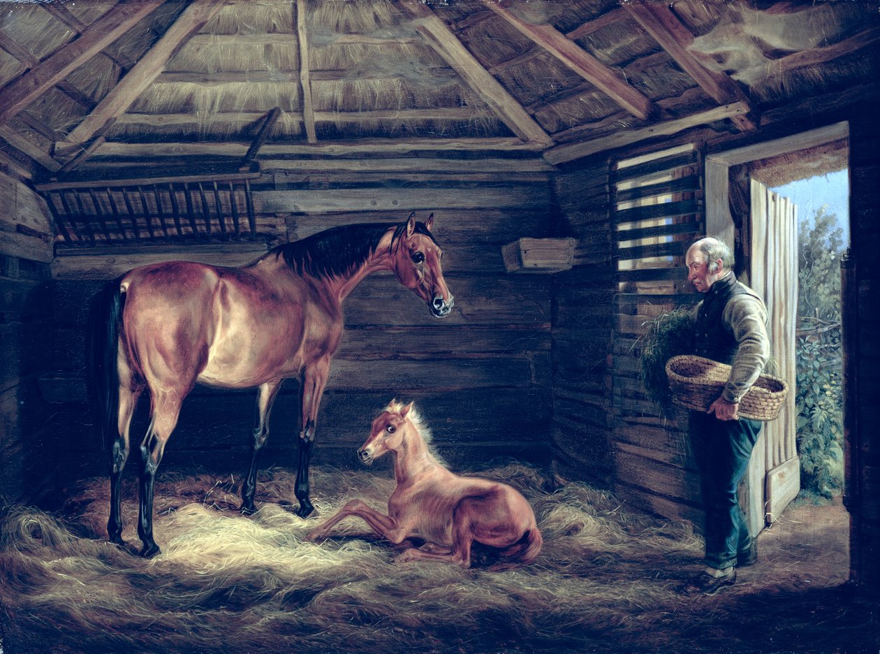 Engelsk Hoppe med sine føl, 1833 af Albrecht Adam