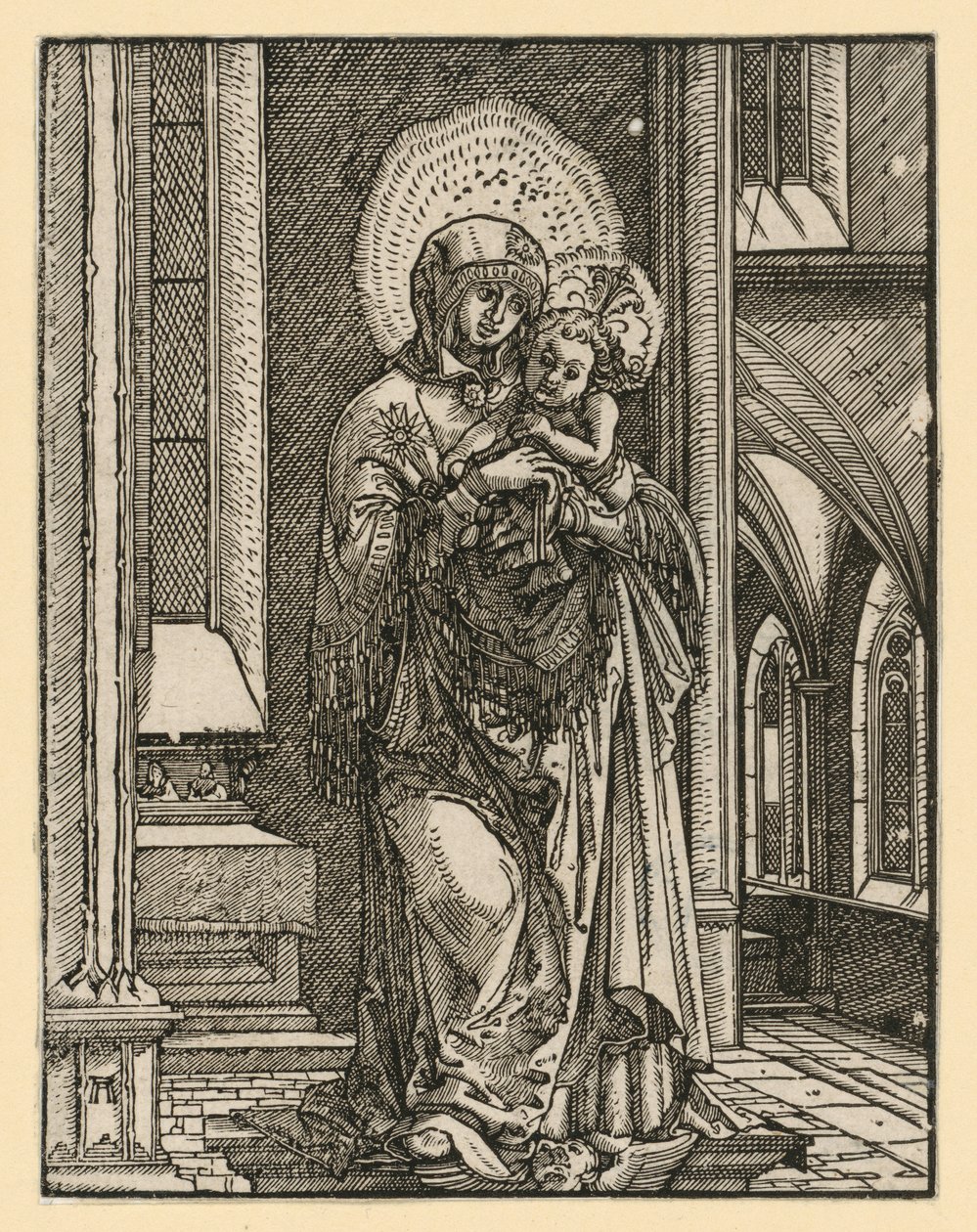 „Den smukke Maria fra Regensburg“ i kirken af Albrecht Altdorfer