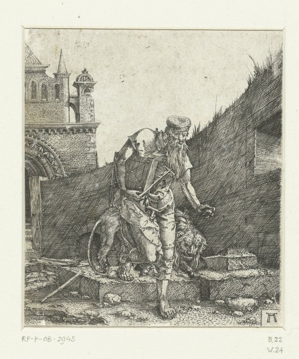 Sankt Hieronymus i gården til en kirke af Albrecht Altdorfer