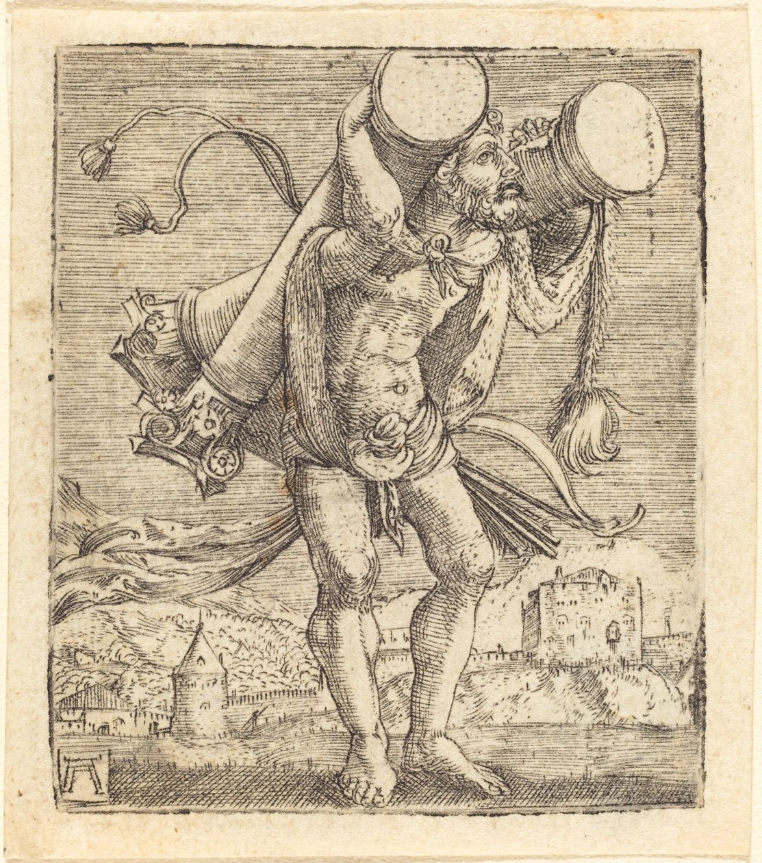 Herkules, der bærer Gades-søjlen af Albrecht Altdorfer