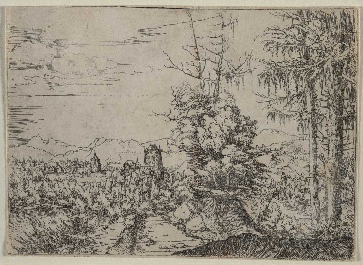 Landskab med to fyrretræer, 1522-1525. af Albrecht Altdorfer