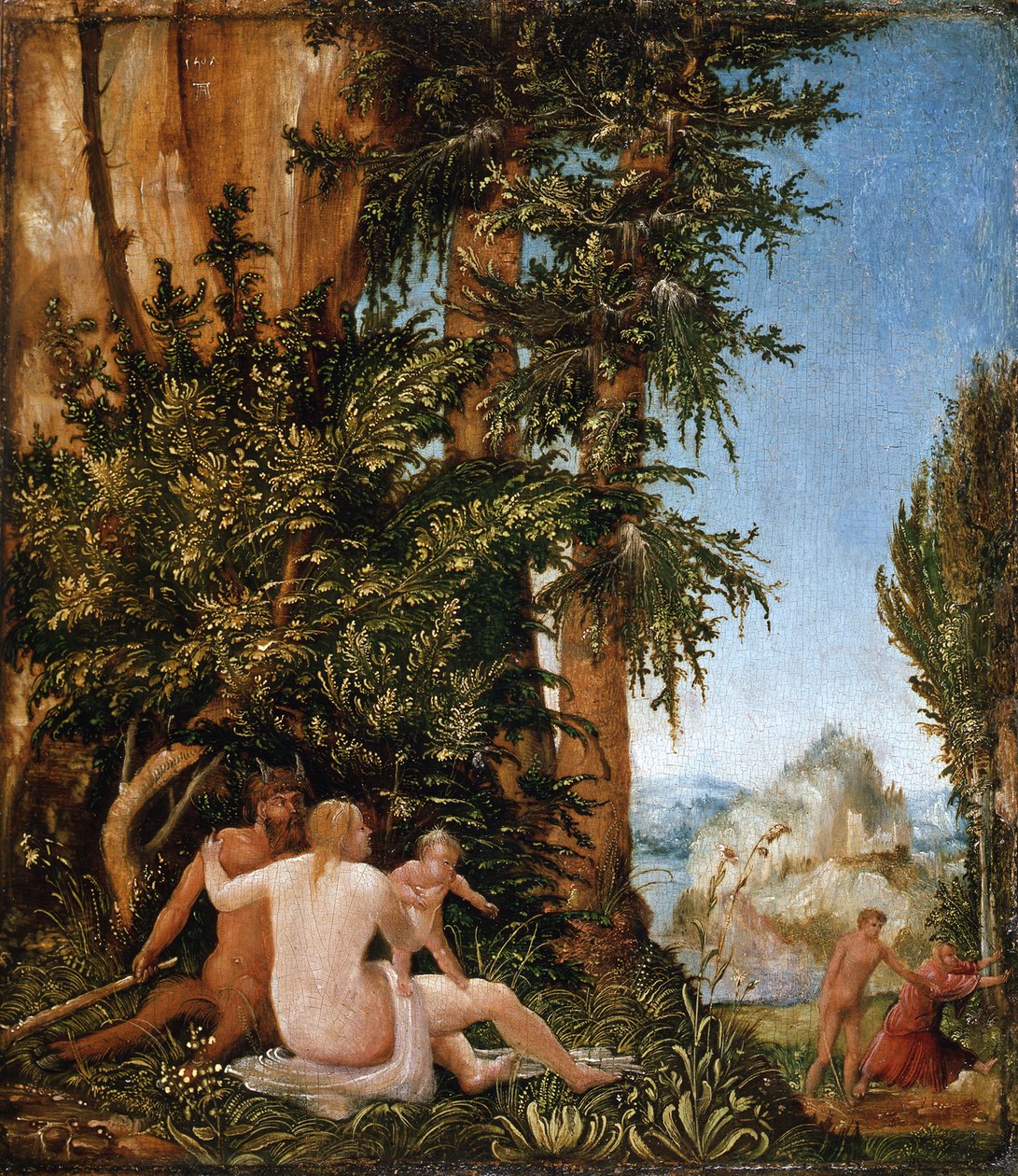Landskab med en satyrfamilie af Albrecht Altdorfer