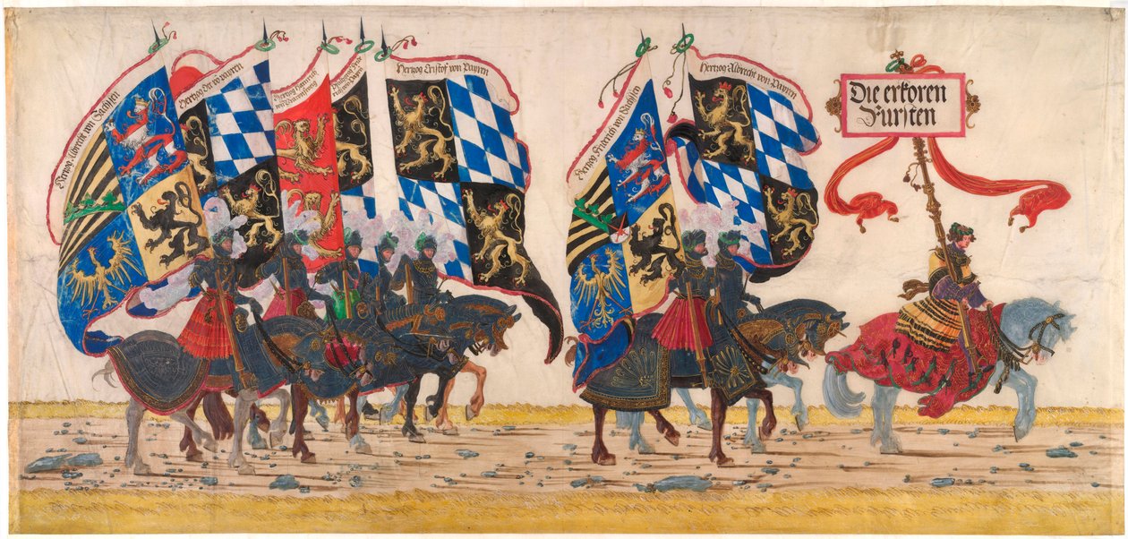 The German Princes - Værk af Albrecht Altdorfer (ca. 1480-1538), blyant, blæk og akvarel, ca. 1515 - Albertina, Wien (Østrig) af Albrecht Altdorfer
